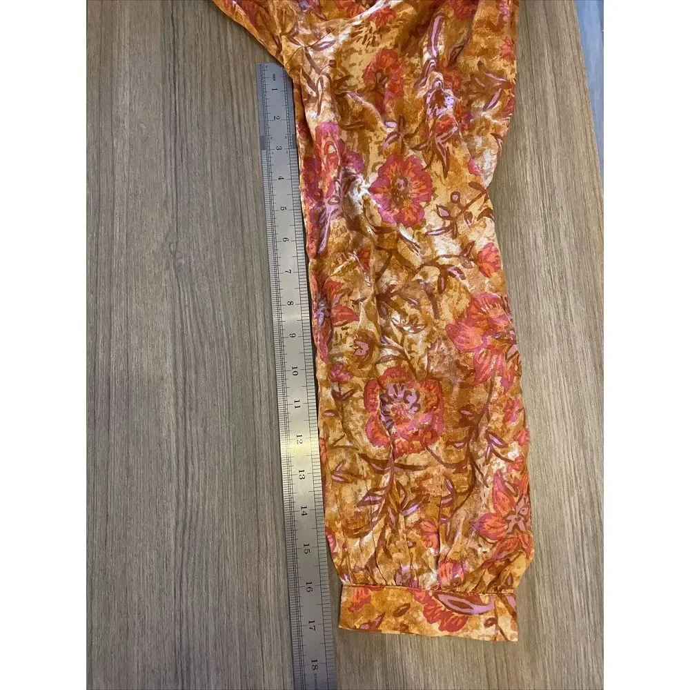 Free People Orange Dance‎ Til Dawn Romper Size Women's XS Ruffled Tie Up Romper